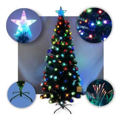 Imagem de Árvore Natal Fibra Ótica 180cm Bivolt Bolinhas Led Ponteira - PW