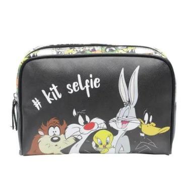 Imagem de Necessaire pu wb looney tunes characters selfie fd preto 23.5x6.5x17cm