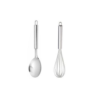 Imagem de Batedor de Clara Ovo e Colher de Servir Cozinha Inox 2un - casa cha