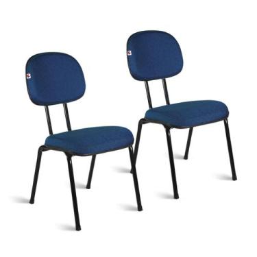 Imagem de Cadeira Ágata Secretária Pé Palito L Duplo Kit 02 Tecido Cor: Azul C/ 
