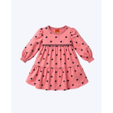 Imagem de Vestido Manga Longa Infantil Feminino Kyly 1001504, Rosa, 3