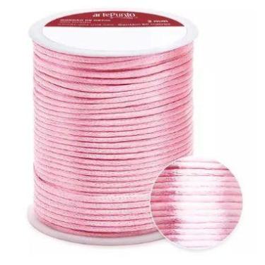 Imagem de Cordão de cetim 2mm arte punto cd001 cor 157 rosa claro 50 metros - AR
