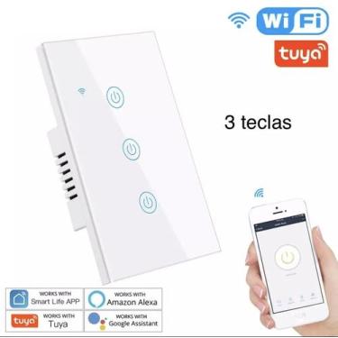 Imagem de Interruptor inteligente smart wi fi alexa - LEDCOM, 3 botões