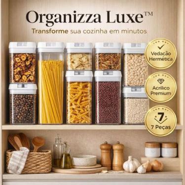 Imagem de Kit 7 Potes Herméticos Acrílico Organizador Cozinha Vedação Forte Port