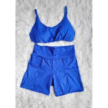 Imagem de Short Com Bolso e Top com bojo Conjunto Academia Fitness - PIJAMAS VIÇ