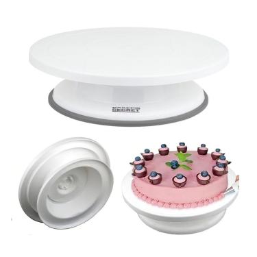 Imagem de Base Giratória para Confeitar Bailarina Decorar e Modelar Bolos Polipropileno Livre de BPA e Silicone Prática Baker 28CM