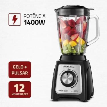 Imagem de Liquidificador Mondial Turbo Glass L-1400-GI 1400W Preto com Jarra de 