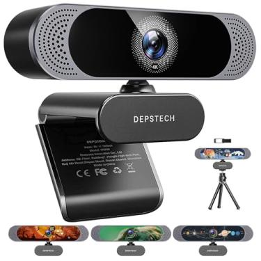 Imagem de Webcam 4K, DEPSTECH DW49 HD 8MP Sony Sensor Autofocus Webcam com Microfone, Capa de Privacidade e Tripé, Câmera Web de Computador USB Plug and Play para Transmissão Pro/Ensino Online/Chamadas