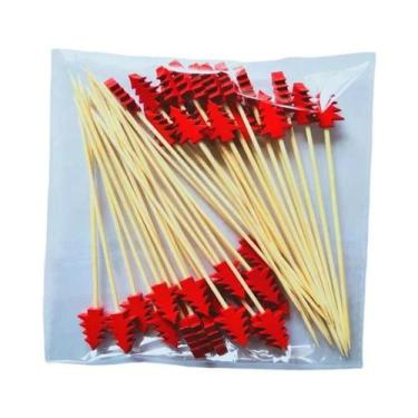 Imagem de 50 Palitos De Bambu De Natal Com Tema Papai Noel Para Sobremesas, Deco