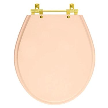 Imagem de Assento Sanitário Ravena Rosa Floral para vaso Deca Com Ferragem Dourada