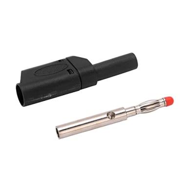 Imagem de Plugue de banana de 4 mm, artesanato fino isolado Cobre puro plugue de banana banhado a ouro Estável Bom desempenho com invólucro para teste eletrônico(Preto)