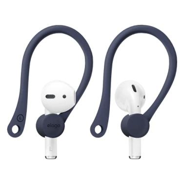 Imagem de elago Ganchos de ouvido compatível com AirPods Pro e 3, 2, 1, acessórios antiderrapantes, ajuste confortável, design ergonômico, construção de TPU durável, perfeito para exercícios [Jean Indigo]