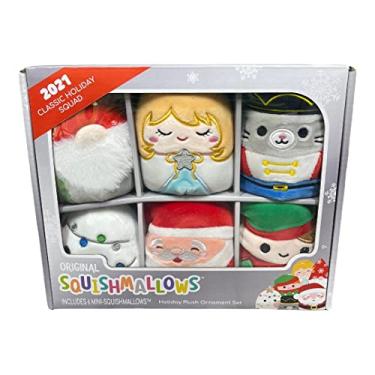 Imagem de Squishmallow Conjunto de presente de enfeite de pelúcia oficial da S – Inclui 6 mini Squishmallows (Esquadrão de Natal clássico de 2021)