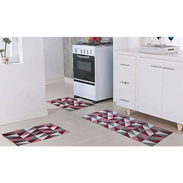 Imagem de Kit de tapete Antiderrapante para Cozinha Dublin Bordo 3 Peças Presente