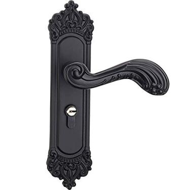 Imagem de 1 conjunto de maçaneta de porta de quarto estilo europeu retrô fechadura de porta interior antifurto maçaneta de segurança preta