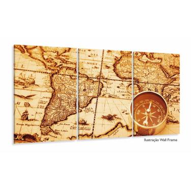 Imagem de Quadro Decorativo Mapa Mundi Retro 120x60 em tecido