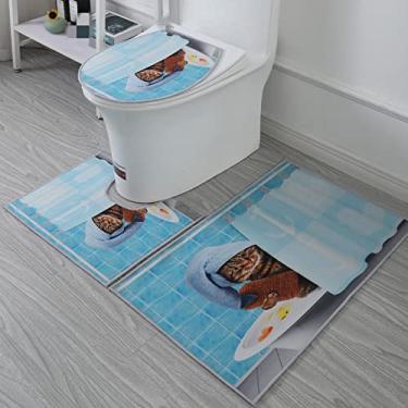 Imagem de 3 peças produtos de decoração de banheiro para casa conjunto de três peças de banheiro de mármore tapete de porta tapete de banheiro, J