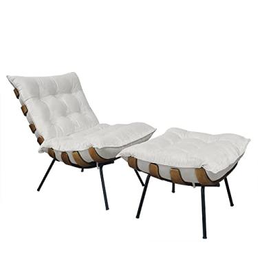 Imagem de Poltrona Costela e Puff Costela - Moveis Roperi (Veludo Bege)