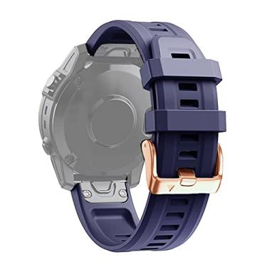 Imagem de Pulseira Silicone Fivela Rose Gold QFIT20 LTIMPORTS compatível com Fenix 8 (43mm), Fenix 7S/6S/5S/5S Plus (42mm), Epix Pro Gen2 (42mm) e Instinct E (40mm) (Azul)