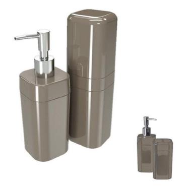 Imagem de Kit Para Banheiro Splash Com Tampa 2 Peças Coza 99182 Brinox