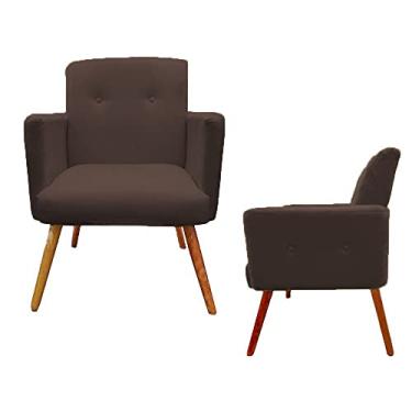 Imagem de Kit 02 Poltronas Decorativa Pés Palito Nina Plus Suede Marrom - DS Estofados