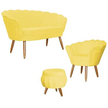 Imagem de Kit Pétala - Namoradeira, Poltrona e Puff Pétala Suede - Ds Estofados