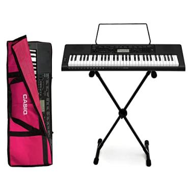 Imagem de Kit Teclado Musical Casio CTK-3500 5/8 61 Teclas Sensíveis Completo Capa Rosa