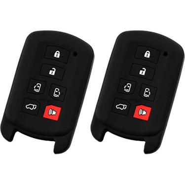Imagem de Capa protetora de borracha KeyGuardz com chave para carro sem chave para Toyota Sienna HYQ14ADR (pacote com 2)KeylessOption preto KPT6217