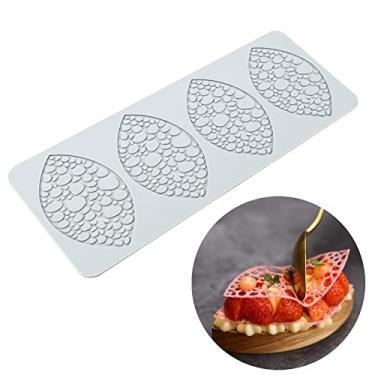 Imagem de TUKE Moldes de renda para decoração de bolos, moldes de silicone de folha 3D para assar moldes de goma moldes de argila para fondant tapetes de renda flor padrão de abelha favo de mel para polímero de chocolate de açúcar (folha_38x14,7x0,3 cm_Z)