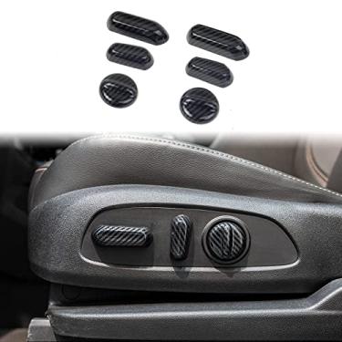 Imagem de Korlot Acessórios de acabamento da tampa do botão de ajuste do assento de fibra de carbono para Chevrolet Traverse 2018-2022 para Chevrolet Silverado Blazer GMC Sierra 2019-2022