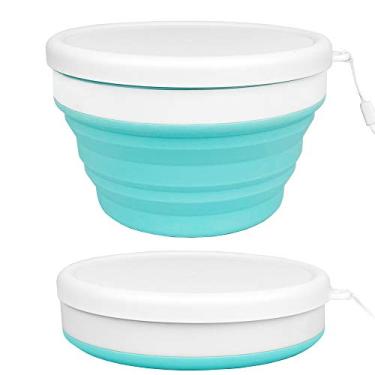 Imagem de Ecoday 30oz/900ml tigelas dobráveis de silicone recipientes de armazenamento de alimentos com tampas dobráveis para lancheira, micro-ondas, congelador seguro
