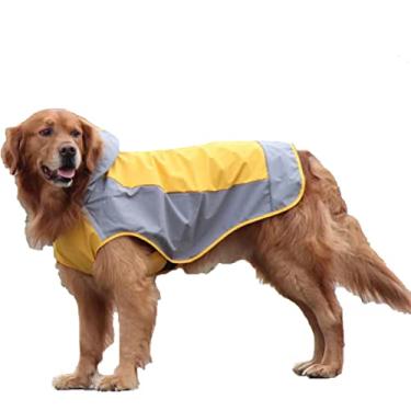 Imagem de Capa de chuva para cães pequenos e médios à prova d'água à prova de vento com tira de reflexão poncho de malha respirável para ambientes externos, amarelo, M(7