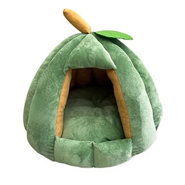 Imagem de Cama de gato para gatos internos lavável na máquina barraca de gato camas de cachorro para cães pequenos, filhote, gatinho, coelho macio e quente casa de gato interna, verde, M