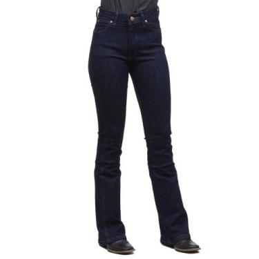 Imagem de Calça Jeans Flare Feminina Azul Escuro Original Wrangler 32037