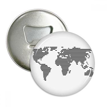 Imagem de Imã de geladeira com mapa múndi de linha preta simples e emblema multifuncional