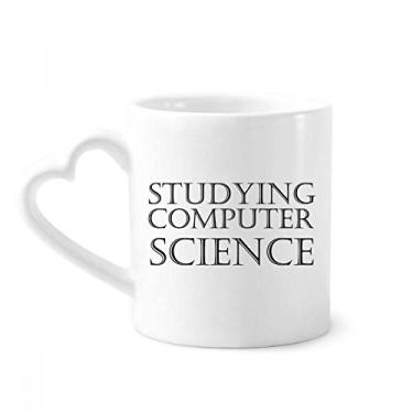 Imagem de Caneca de café cerâmica para estudo de ciência da computação copo de coração de vidro