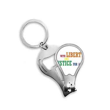Imagem de Chaveiro abridor de cortador de unhas LGBT Rainbow Flag Liberty and Justice