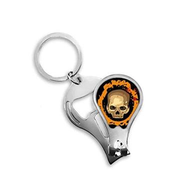 Imagem de Cortador de unhas de caveira realista redondo Halloween abridor de chaveiro tesoura