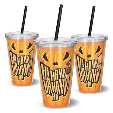 Imagem de Copo Canudo 600ml - Halloween Abóbora HAHAHA
