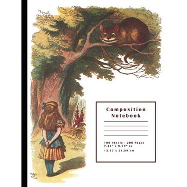 Imagem de Alice in Wonderland & Cheshire Cat Composition Notebook: Hex Grid Composition Notebook 100 sheets / 200 pages, 9-3/4" x 7-1/2"