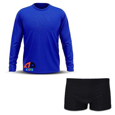 Imagem de Conjunto Praia Infantil Menino Proteção UV - Camisa e Sunga Boxer 0 a 16 Anos Azul Royal (06)
