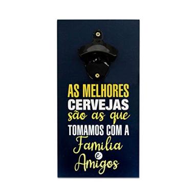 Imagem de Abridor Garrafas Parede Cerveja Amigos Mdf Com Imã 25x13 Cm
