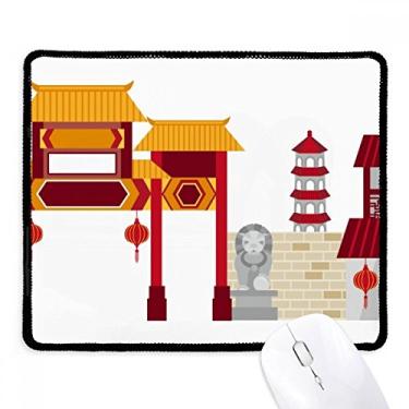 Imagem de Mousepad China Architecture Stone Lion Pattern Tapete de borracha para jogos
