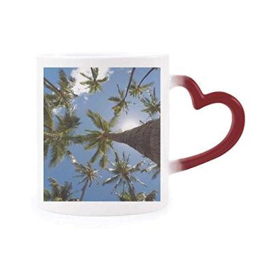 Imagem de Trees Sunshine Caneca sensível ao calor azul céu vermelho muda de cor
