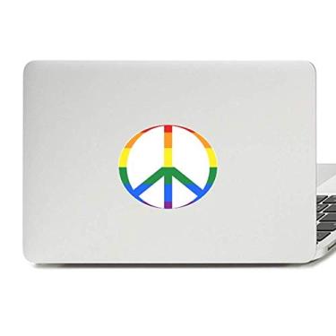 Imagem de Rainbow Gay LGBT Adesivo de vinil com emblema de lésbica anti-guerra para laptop