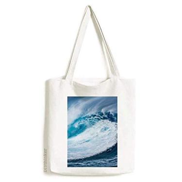 Imagem de White Wave Sea Water Science Nature Picture Tote Sacola de compras casual