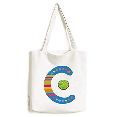 Imagem de C alfabeto laranja fruta linda sacola sacola de compras bolsa casual bolsa de compras