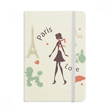 Imagem de Caderno Eiffel Tower Paris Lady France oficial de tecido capa dura clássica diário