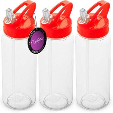 Imagem de Kit 3x Squeeze com Canudo Retrátil 610 ml Fun TopGet Vermelho