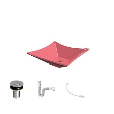 Imagem de Kit Cuba L34 C/Válvula Click 1''B (2,6cm) + Sifão Pvc + Flexível Rosa